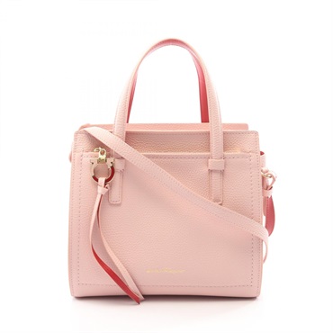 Salvatore Ferragamo AMY Gancini Shoulder Crossbody Handbag leather Pink Red Used