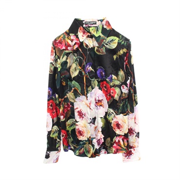 DOLCE & GABBANA Floral print Long sleeves Shirt #44 silk Black Multicolor Used