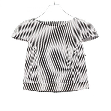 CHANEL COCO Mark button Dot Blouse Top#36 P60228 cotton Black White Used Women
