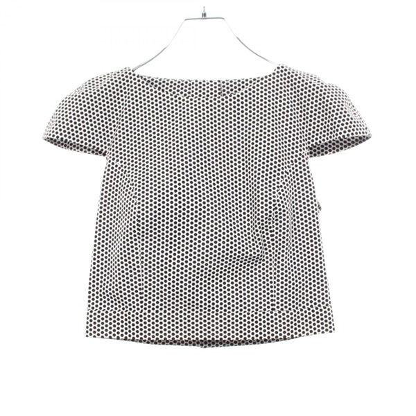 CHANEL COCO Mark button Dot Blouse Top#36 P60228 cotton Black White Used Women