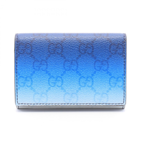 GUCCI GG pattern gradient Card holder Case 835701 leather PVC Blue White Used