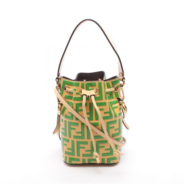 FENDI Mini Mon tresor Shoulder crossbody Handbag Leather Yellow Green Used women