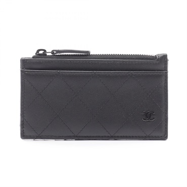 CHANEL Matelasse Coin Purse Walle Leather Black Used Women CC Coco