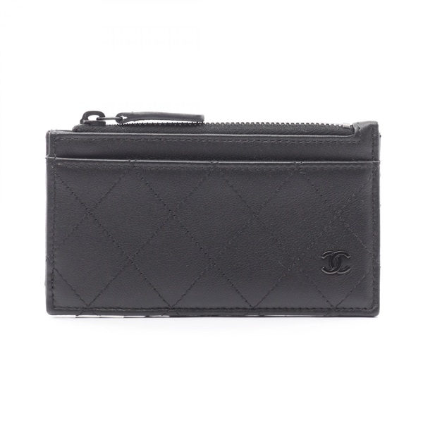 CHANEL Matelasse Coin Purse Walle Leather Black Used Women CC Coco