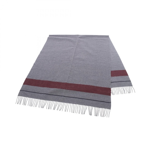 HERMES Rocabar Stole Echarpe Wrap cashmere Gray Bordeaux Used Women