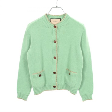 GUCCI Cardigan Top Sweater Long sleeves 691575 cotton Green Used Women size XS