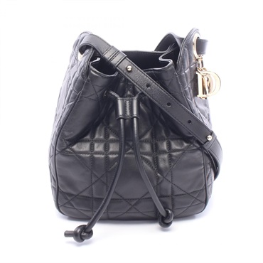 Christian Dior D-Motion Small Cannage Shoulder Bag M2851ONWP Lambskin Black Used