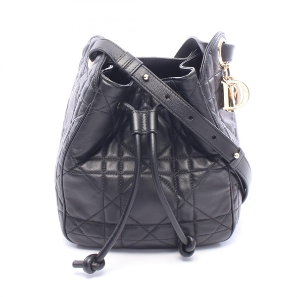 Christian Dior D-Motion Small Cannage Shoulder Bag M2851ONWP Lambskin Black Used