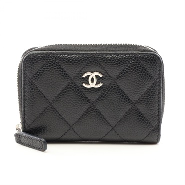 CHANEL Classic Zip Coin Purse Matelasse walet AP0216 leather BK Used Women SHW