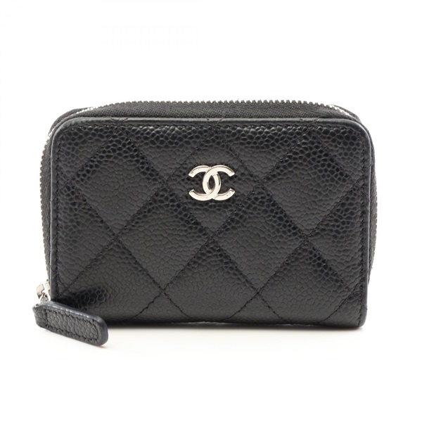 CHANEL Classic Zip Coin Purse Matelasse walet AP0216 leather BK Used Women SHW