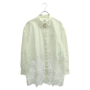 BURBERRY Long Sleeve Shirt With Lace-Embroidered Hem cotton White #8 Used Women