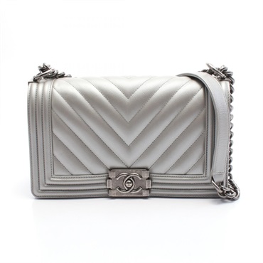 CHANEL Boy chanel Chain Shoulder Bag A67086 leather SHW Used Women CC Coco