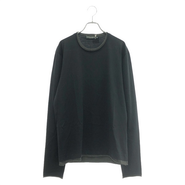 DOLCE & GABBANA Long-sleeved T-shirt Cotton Black #44 Used unisex