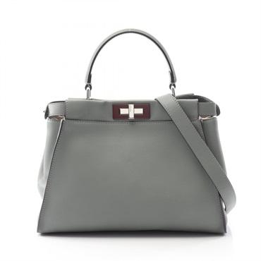 FENDI Peek-a-boo regular shoulder crossbody Handbag 8BN290 leather gray used