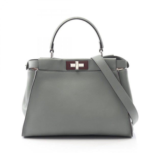 FENDI Peek-a-boo regular shoulder crossbody Handbag 8BN290 leather gray used