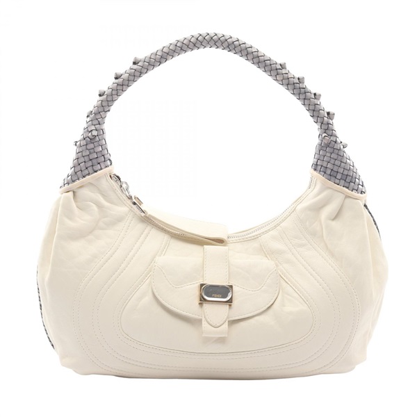 FENDI Mini spy Shoulder Handbag 8BR545 leather Beige Blue Used Women