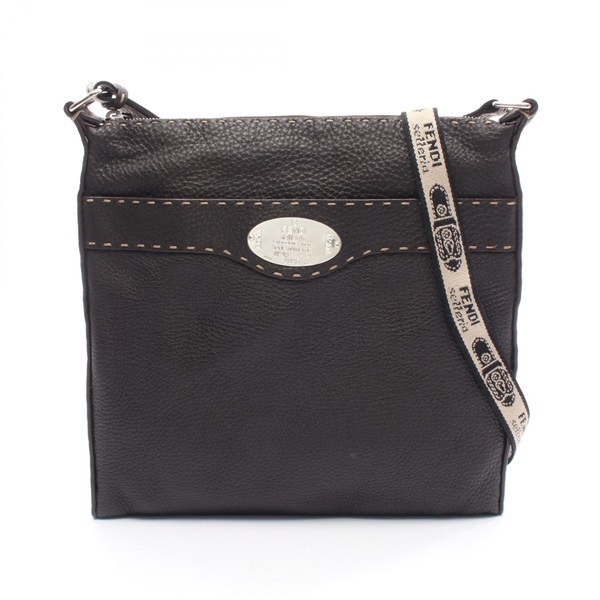 FENDI Selleria Crossbody Shoulder Bag 8BT109 leather Brown Used Women logo