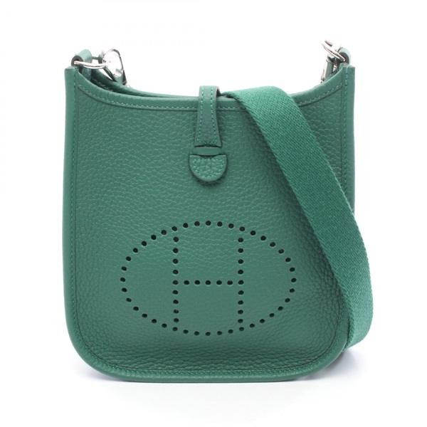 HERMES Evelyne TPM Shoulder Bag Clemence leather Green Used Women SHW W