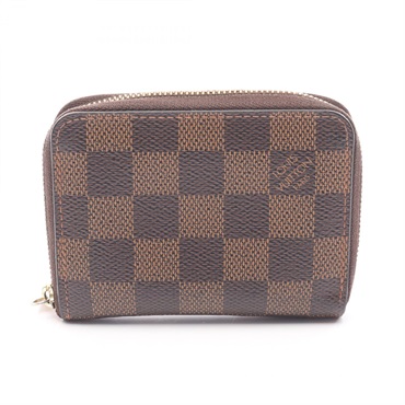 LOUIS VUITTON Zip coin purse  wallet N63070 Damier Brown Ebene Used unisex LV