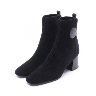 HERMES Boots Shoes leather Fabric Black Used Women size 38