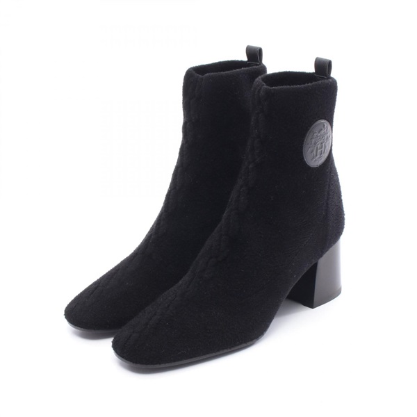 HERMES Boots Shoes leather Fabric Black Used Women size 38