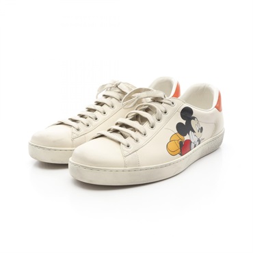 GUCCI × Disney Sneakers 603697 Leather Beige Multicolor Size 8.5 Used Mens