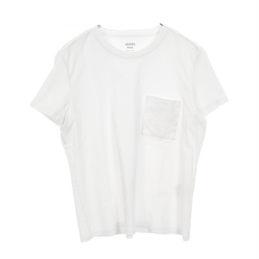 HERMES Mosaic H Embroidery T-shirt short sleeves 3E4620DL cotton White #42 used