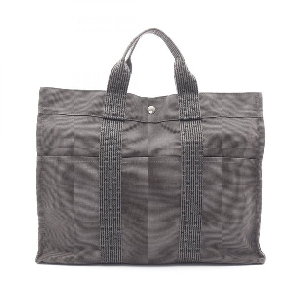 HERMES Herline MM Tote Handbag canvas Gray SHW Used unisex