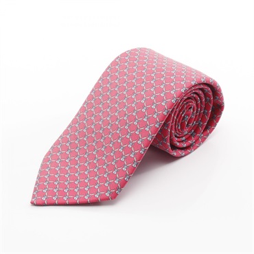 HERMES Reindeer Tie Silk Pink Blue Used mens