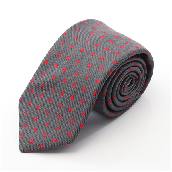 HERMES Dancing Heart Tie 339317T Silk Gray Used mens