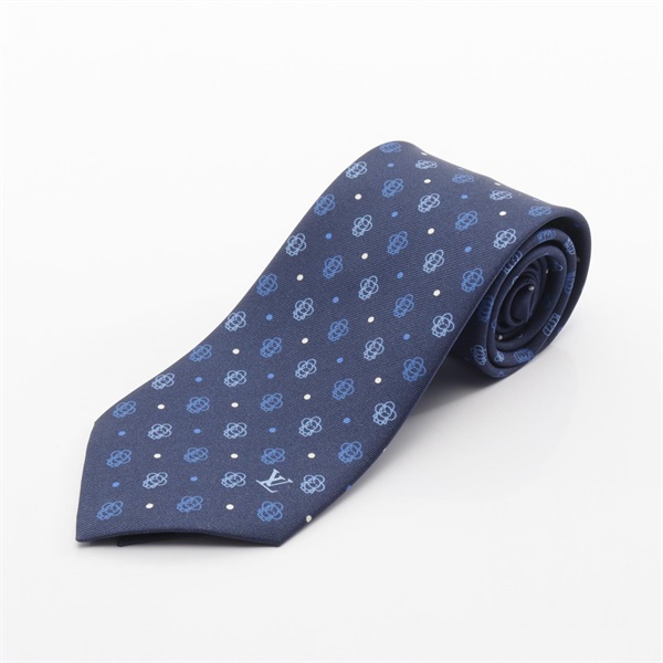 LOUIS VUITTON Vivienne Outline Marine tie M94793 silk Navy Blue Used mens