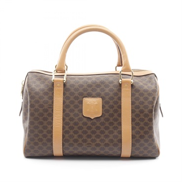 CELINE Macadam Handbag canvas leather Brown Beige Used Women