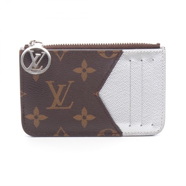 LOUIS VUITTON Romy coin purse case M26655 Monogram leather Brown Silver Used LV