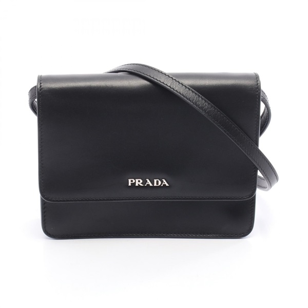 PRADA mini Shoulder crossbody hand Bag lambskin leather Black Used Women