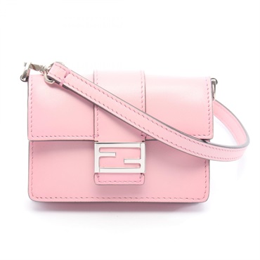 FENDI Flat Baguette Micro Card Case shoudler bag 7M0311 AF2H leather Pink Used