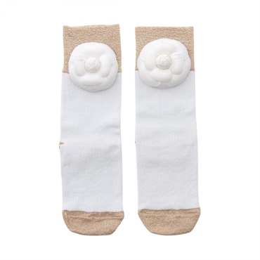 CHANEL Camellia COCO Mark ankle socks Viscose White Women