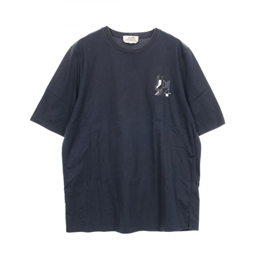 HERMES Short sleeve T-shirt #S cotton Navy Used mens