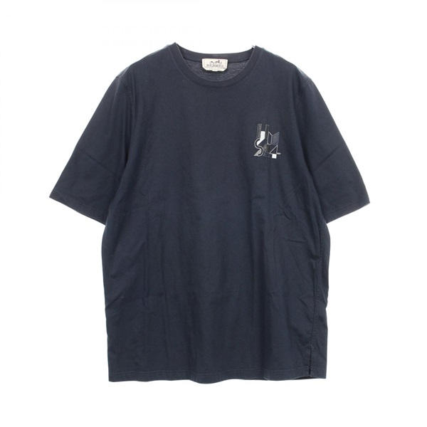 HERMES Short sleeve T-shirt #S cotton Navy Used mens