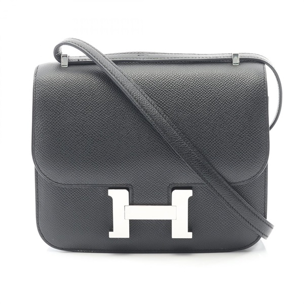 HERMES Constance 3 mini Shoulder Handbag Epsom leather Black SHW W Used Women