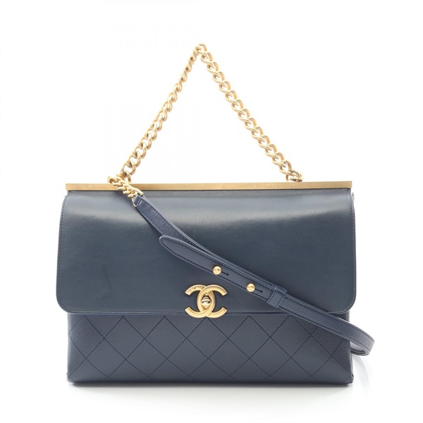 CHANEL Matelasse 31 RUE CAMBON Chain Shoulder Crossbody Bag leather Navy GHW CC
