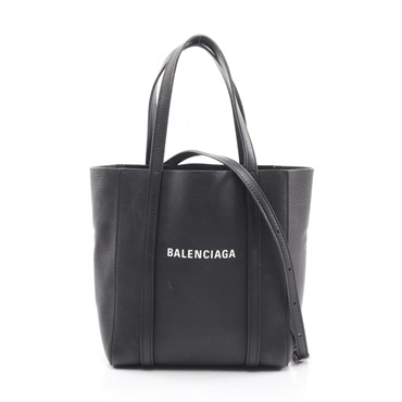 BALENCIAGA EVERYDAY XXS 2Way Crossbody Tote Bag leather Black Used Women