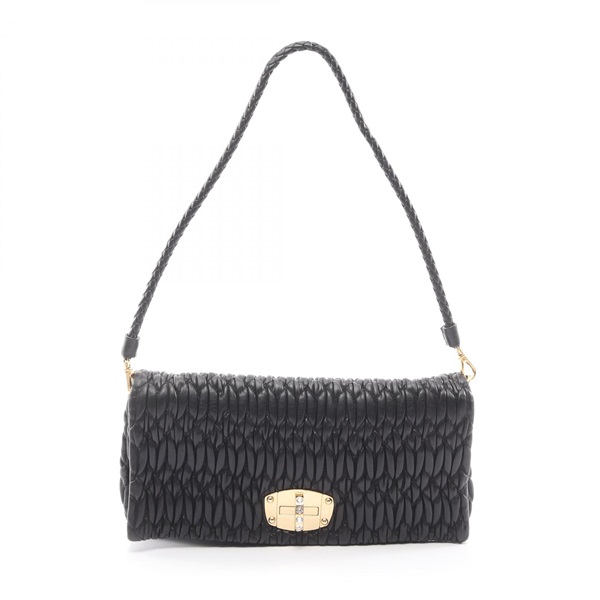 Miu Miu Shoulder Handbag 5BD233 leather Black GHW Used Women