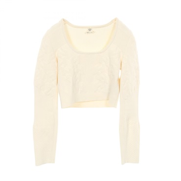 HERMES H pattern knit 5E2623D1V2 Viscose White #36 Used Women