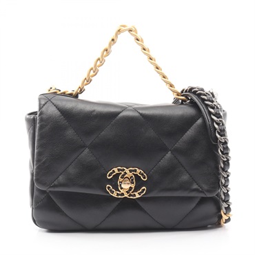 CHANEL 19 dix-neuf Matelasse Chain Shoulder Bag AS1160 Lamb leather Black Used
