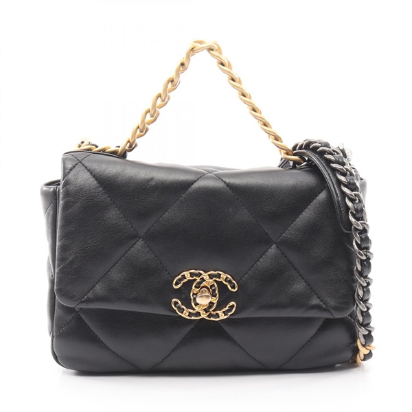 CHANEL 19 dix-neuf Matelasse Chain Shoulder Bag AS1160 Lamb leather Black Used