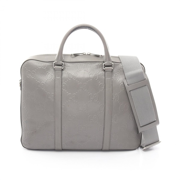 GUCCI GG emboss Briefcase 709058 leather Gray Used mens