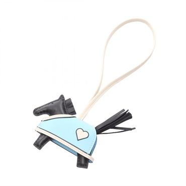 HERMES Rodeo PM Robeo Coeur charm Agneau milo Swift leather Black Blue Used K