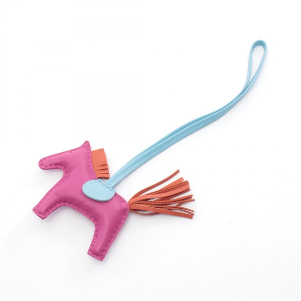 HERMES Rodeo PM charm Agneau milo leather Cornelian Celeste Rose purple Used A