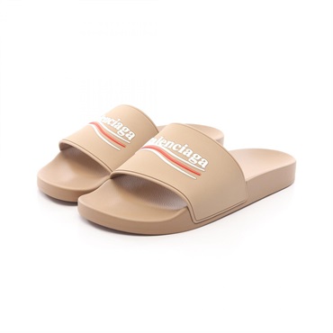 BALENCIAGA Pool Slide Campaign Logo Sandals Slippers rubber Beige mens #27cm #8