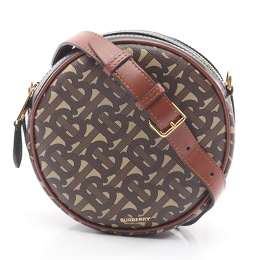 BURBERRY TB Monogram Round Shoulder crossbody Bag 80265891 leather brown used